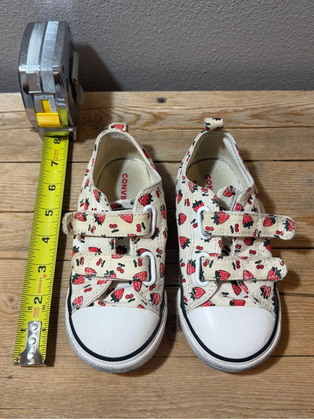 Converse Kids Cream Sneakers with Red Strawberry Print